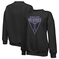 Sweat-shirt à manches longues et col rond noir pour femme, motif Golden State Valkyries, avec logo principal principal.