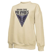 Women's Majestic Threads Cream Golden State Valkyries Primary Logo Drop Shoulder Tri-Blend Pullover Sweatshirt