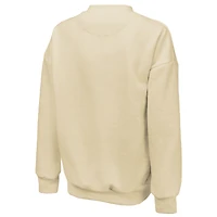 Women's Majestic Threads Cream Golden State Valkyries Primary Logo Drop Shoulder Tri-Blend Pullover Sweatshirt