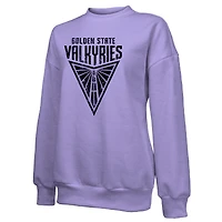 Sweat-shirt à manches longues et col rond en mélange de coton violet pour femme, motif Golden State Valkyries, Majestic Threads