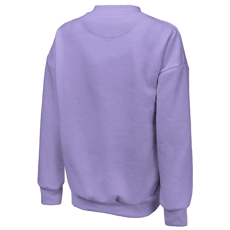 Sweat-shirt à manches longues et col rond en mélange de coton violet pour femme, motif Golden State Valkyries, Majestic Threads