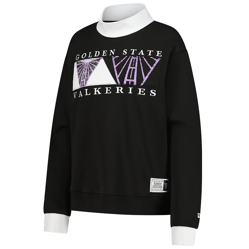 Women's New Era  Black Golden State Valkyries Split Cropped Mock Neck Sweatshirt