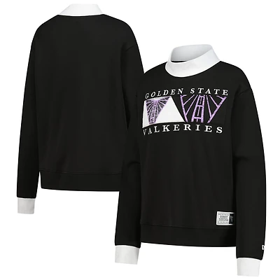 Women's New Era  Black Golden State Valkyries Split Cropped Mock Neck Sweatshirt