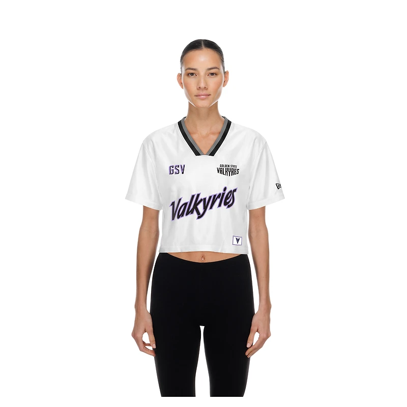 Maillot de sport court et carré New Era blanc Golden State Valkyries pour femme
