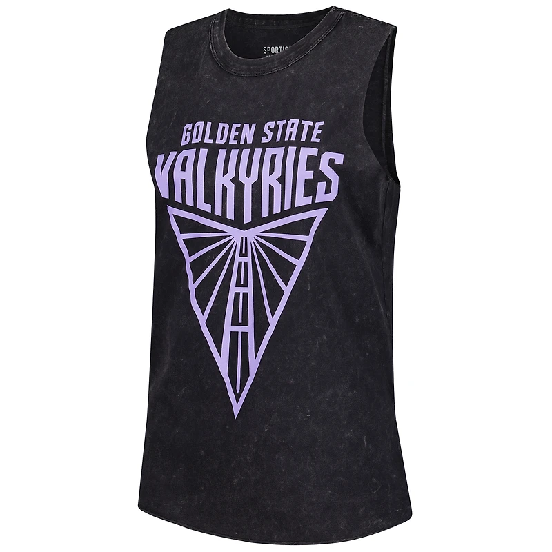 Débardeur Sportiqe noir pour femme, collection Rock & Roll, motif Golden State Valkyries, délavé minéral Turner