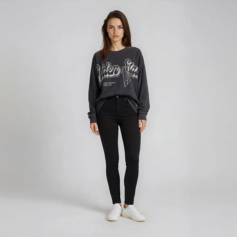 T-shirt à manches longues oversize The Wild Collective Black Golden State Valkyries pour femmes