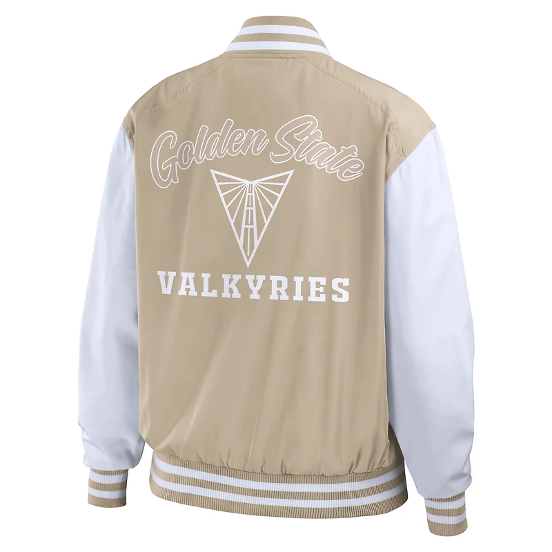 Women's WEAR by Erin Andrews  Tan Golden State Valkyries Tonal Full-Zip Bomber Jacket