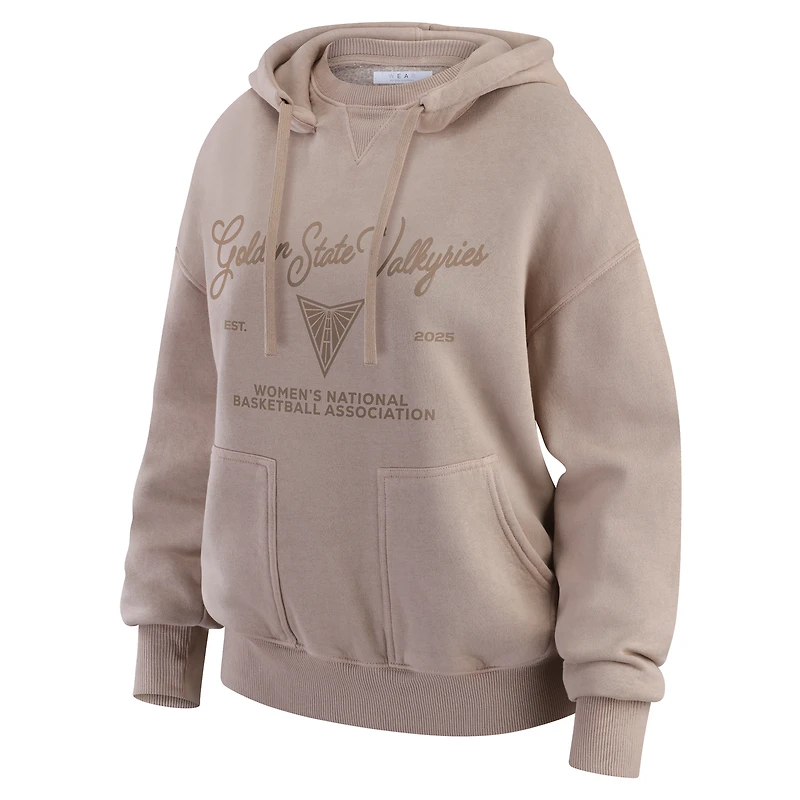 Women's WEAR by Erin Andrews  Tan Golden State Valkyries Washed Pullover Crewdie