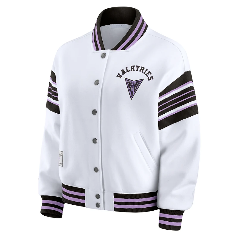 Veste sweat-shirt en polaire WNBA blanche/noire à boutons-pression pour femme WEAR by Erin Andrews