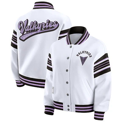 Veste sweat-shirt en polaire WNBA blanche/noire à boutons-pression pour femme WEAR by Erin Andrews
