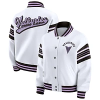 Veste sweat-shirt en polaire WNBA blanche/noire à boutons-pression pour femme WEAR by Erin Andrews