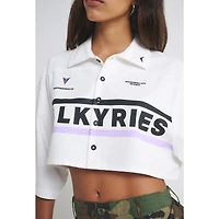 Women's  White Golden State Valkyries Canvas Cropped Button-Up Shirt