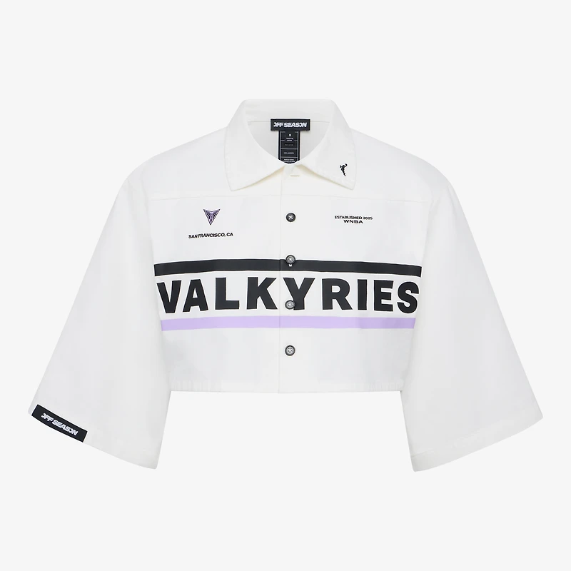 Women's  White Golden State Valkyries Canvas Cropped Button-Up Shirt