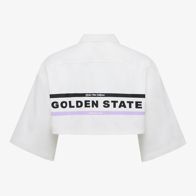 Women's  White Golden State Valkyries Canvas Cropped Button-Up Shirt