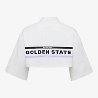 Women's  White Golden State Valkyries Canvas Cropped Button-Up Shirt