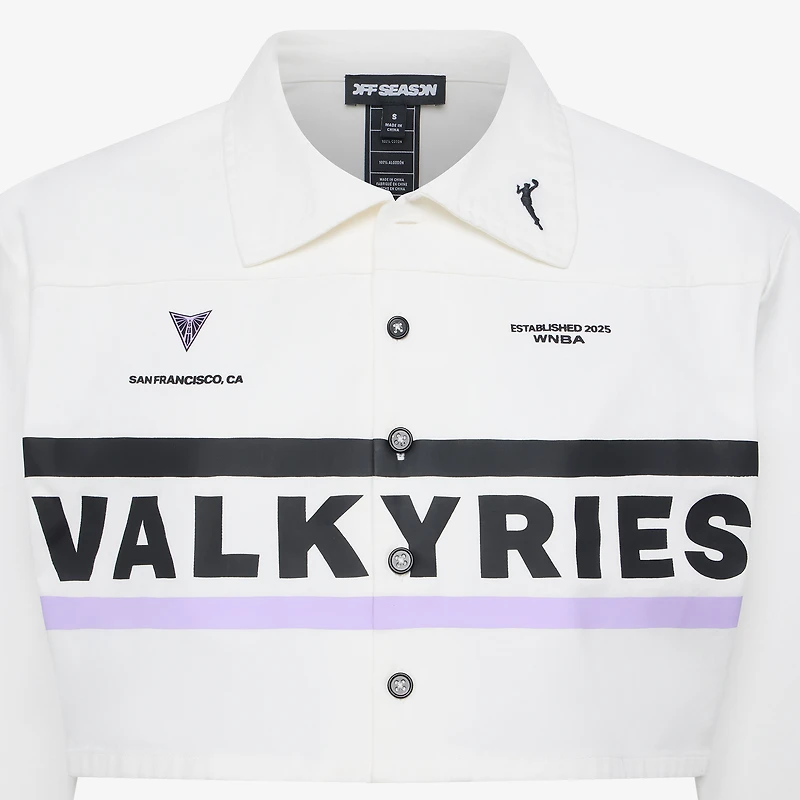 Women's  White Golden State Valkyries Canvas Cropped Button-Up Shirt