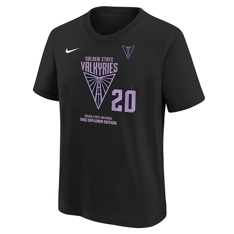 T-shirt Nike Kate Martin Eclipse noir pour jeunes, édition Golden State Valkyries Explorer, avec nom et numéro
