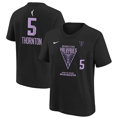 T-shirt Nike pour jeune Kayla Thornton noir Golden State Valkyries Explorer Edition avec nom et numéro de joueur