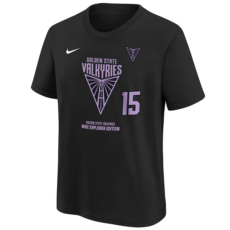 T-shirt Nike Tiffany Hayes noir pour jeune, édition Golden State Valkyries Explorer, avec nom et numéro de joueur