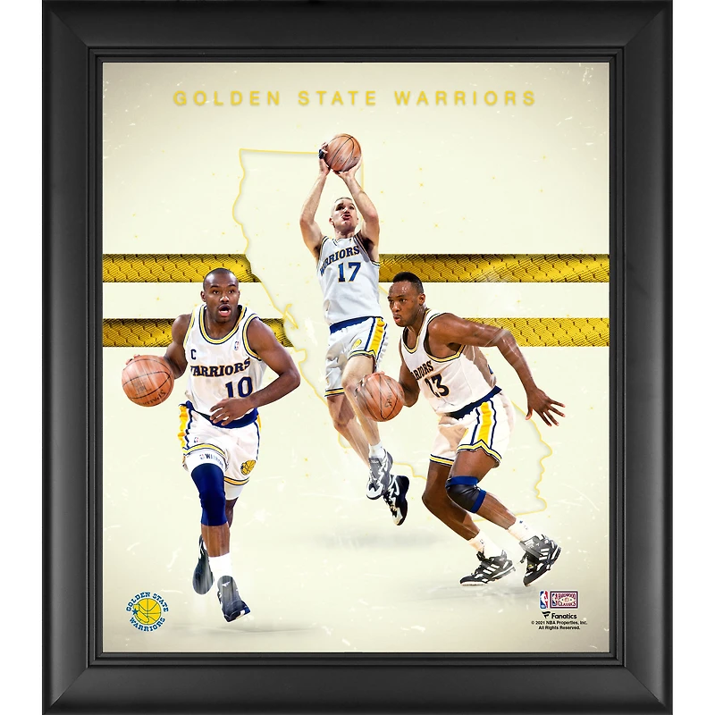 Chris Mullin Mitch Richmond & Tim Hardaway Golden State Warriors Framed 15" x 17" 1990s Hardwood Classics Franchise Foundations Collage