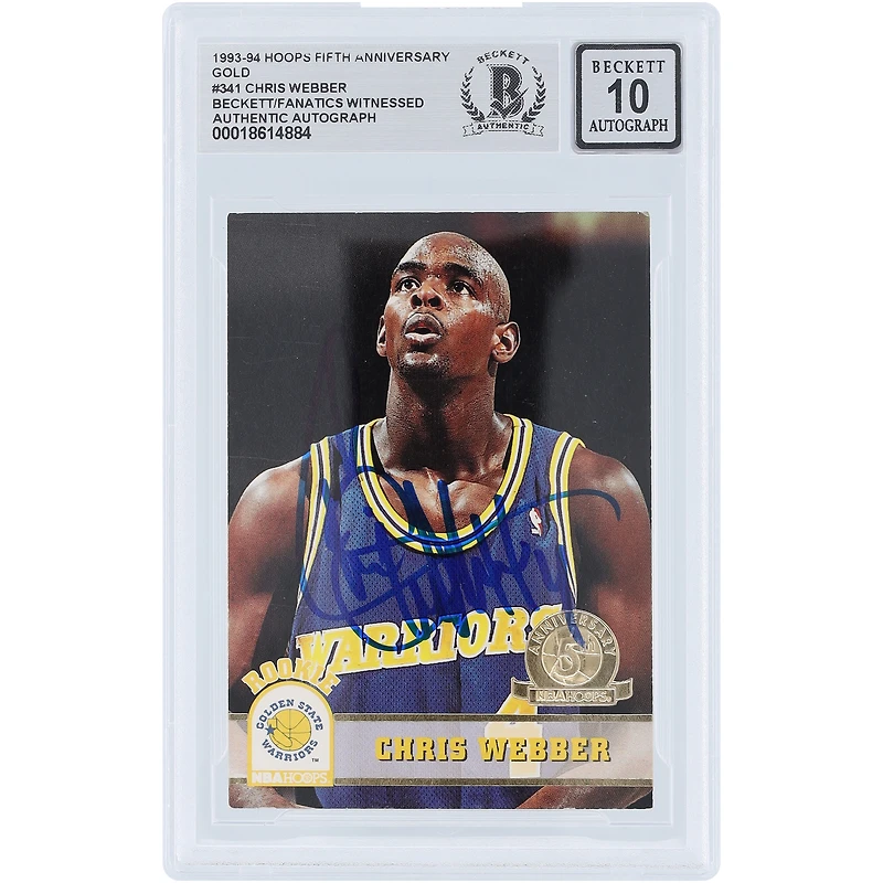 Chris Webber Golden State Warriors Autographed 1993-94 Skybox NBA Hoops Gold Fifth Anniversary #341 Beckett Fanatics Witnessed Authenticated Rookie Card