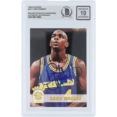 Chris Webber Golden State Warriors Autographed 1993-94 Skybox NBA Hoops #341 Beckett Fanatics Witnessed Authenticated Rookie Card
