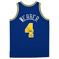 Maillot Swingman autographié par Chris Webber Golden State Warriors Royal 1993-94 Mitchell & Ness avec inscription « 92-93 ROY »