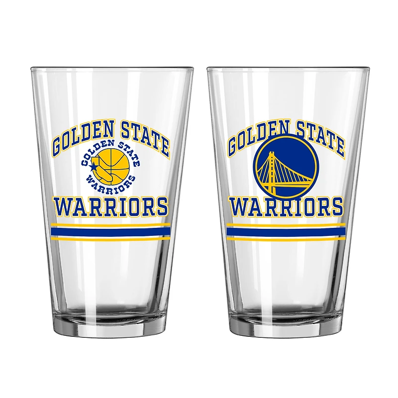 Lot de deux verres à pinte Golden State Warriors de 473 ml (16 oz).