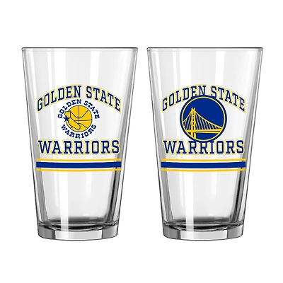 Lot de deux verres à pinte Golden State Warriors de 473 ml (16 oz).