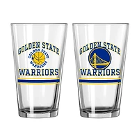 Lot de deux verres à pinte Golden State Warriors de 473 ml (16 oz).