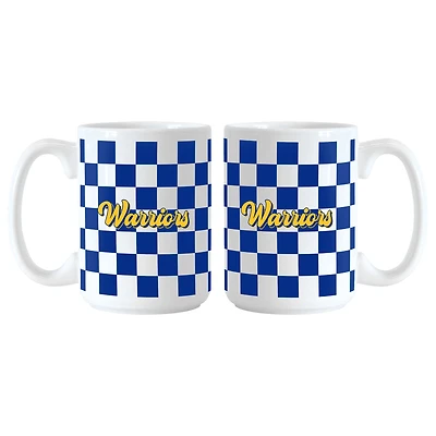 Lot de 2 tasses à logo à carreaux Golden State Warriors de 15 oz