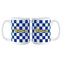 Golden State Warriors 2-Pack 15oz. Checkered Wordmark Mug Set