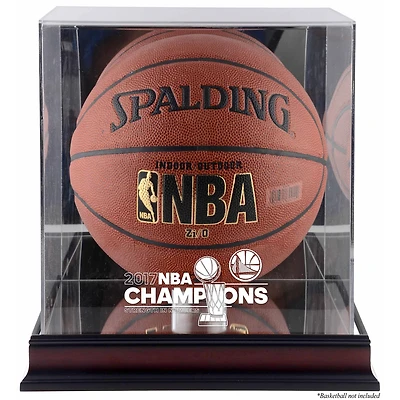Golden State Warriors 2017 NBA Finals Champions Logo Mahogany Basketball Display Case with Mirrored Back