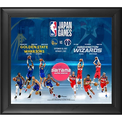 Collage encadré des Golden State Warriors contre les Washington Wizards 15" x 17" des Jeux NBA du Japon 2022