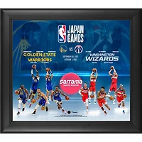 Collage encadré des Golden State Warriors contre les Washington Wizards 15" x 17" des Jeux NBA du Japon 2022