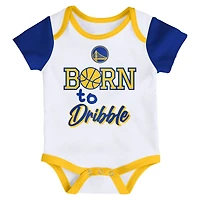 Ensemble body trois pièces Born to Hoop des Golden State Warriors pour nourrissons et nouveau-nés