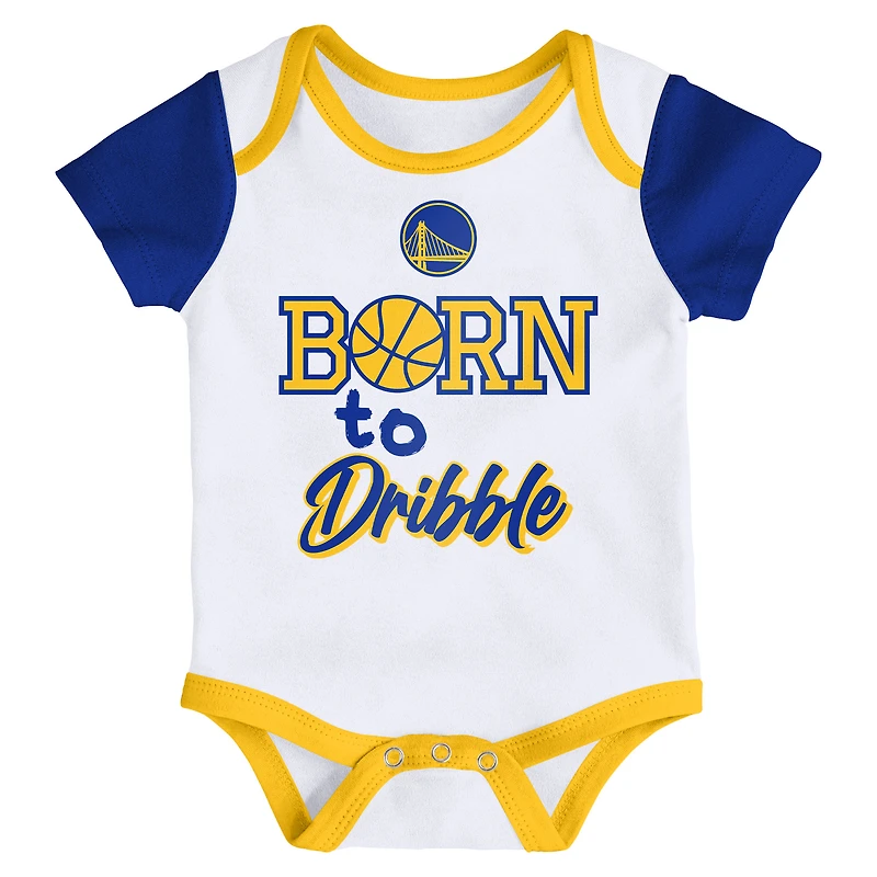 Ensemble body trois pièces Born to Hoop des Golden State Warriors pour nourrissons et nouveau-nés