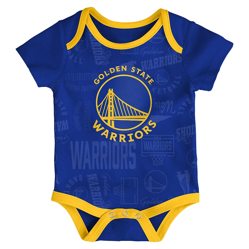 Ensemble body trois pièces Born to Hoop des Golden State Warriors pour nourrissons et nouveau-nés