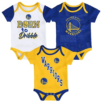 Ensemble body trois pièces Born to Hoop des Golden State Warriors pour nourrissons et nouveau-nés