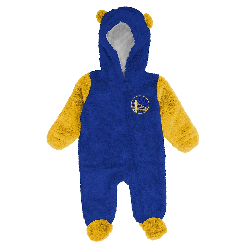 Infant & Newborn Outerstuff Royal Golden State Warriors Stay Napping Fleece Bunting Full-Zip Sleeper