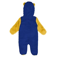 Infant & Newborn Outerstuff Royal Golden State Warriors Stay Napping Fleece Bunting Full-Zip Sleeper