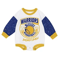 Infant Mitchell & Ness White Golden State Warriors Hardwood Classics Posterboard Oversize Long Sleeve Bodysuit