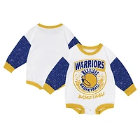 Infant Mitchell & Ness White Golden State Warriors Hardwood Classics Posterboard Oversize Long Sleeve Bodysuit