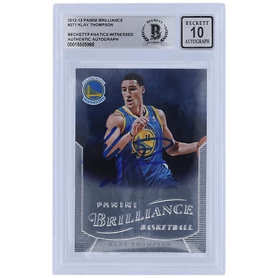 Carte de recrue Panini Brilliance #271 autographiée 2012-13 de Klay Thompson par les Golden State Warriors, Beckett Fanatics Witnessed Authenticated 10