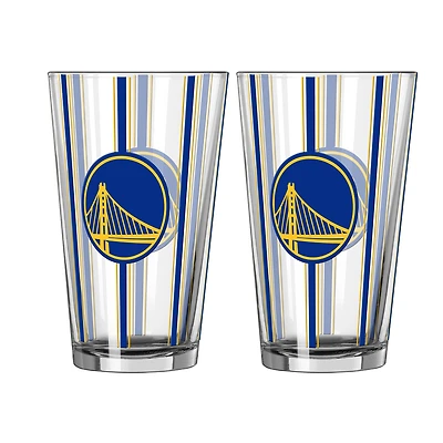 Logo Brands Golden State Warriors Two-Piece 16oz. Striped Pint Glass Set