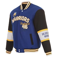 Veste réversible en laine entièrement zippée JH Design Royal Golden State Warriors pour homme