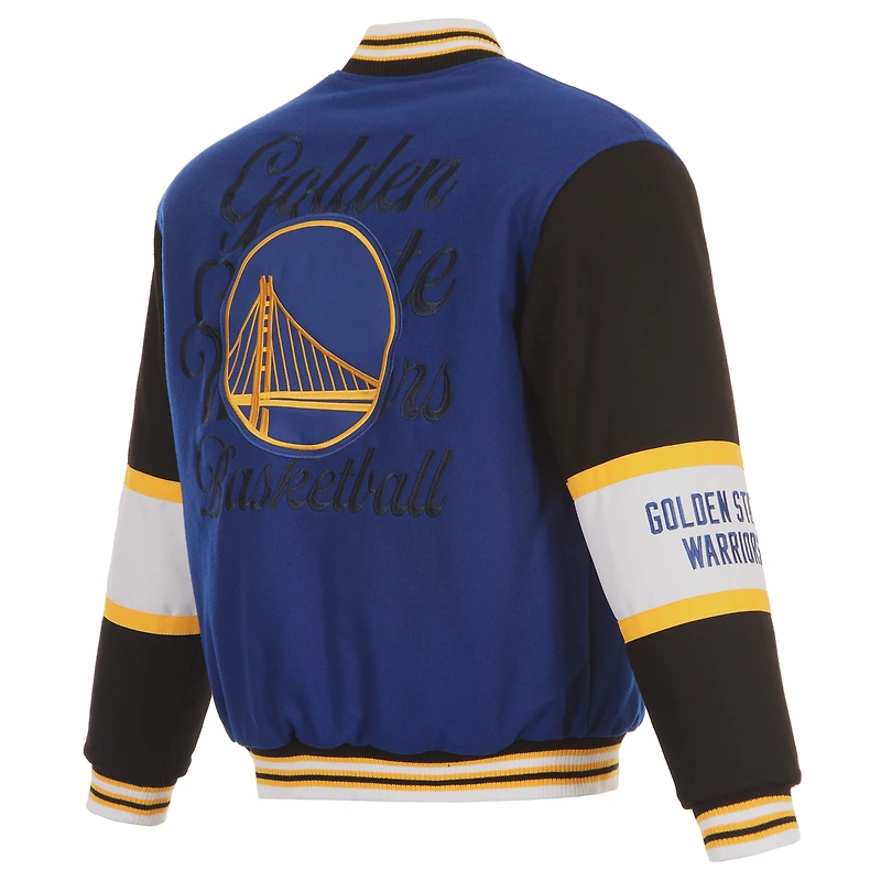 Veste réversible en laine entièrement zippée JH Design Royal Golden State Warriors pour homme