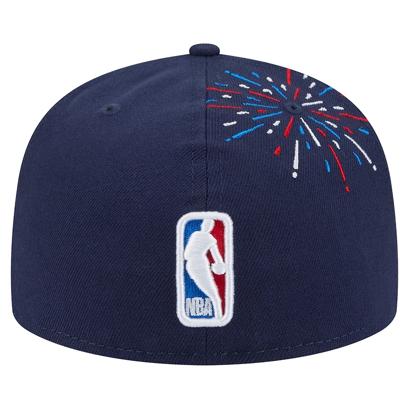 Men's New Era  Navy Golden State Warriors Americana Fireworks 59FIFTY Fitted Hat