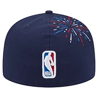 Men's New Era  Navy Golden State Warriors Americana Fireworks 59FIFTY Fitted Hat