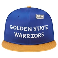 Men's New Era  Royal/Gold Golden State Warriors Throwback Satin Vintage Pin Two-Tone 59FIFTY Fitted Hat
